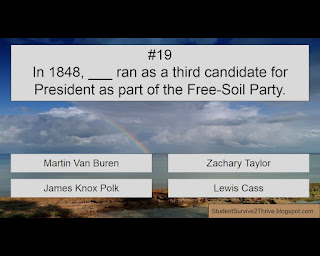 In 1848, ___ ran as a third candidate for President as part of the Free-Soil Party. Answer choices include: Martin Van Buren, Zachary Teylor, James Knox Polk, Lewis Cass