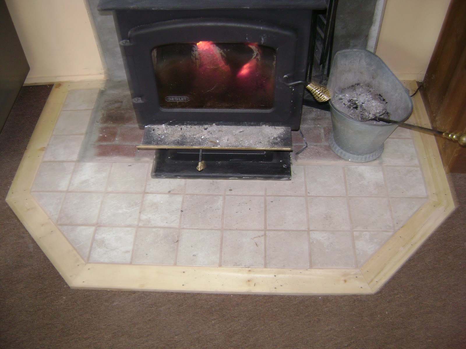 Long Pond Endeavor Company: New Tile Hearth Around Wood Stove