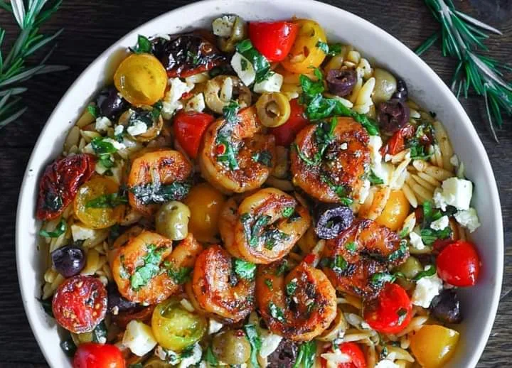 Greek Shrimp with Orzo and Feta