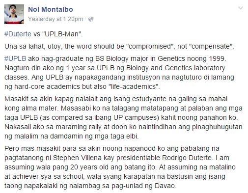 A MUST READ open letter, written by a UPLB Alumnus addressed to the arrogant UPLB Student! 