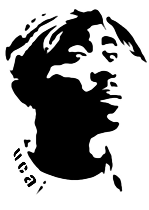 This is a stencil of the famous rap artist Tupac Shakur, I printed ...