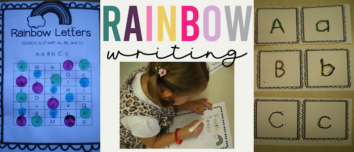 Rainbow Writing activities as printing practice for alphabet printing letter formation and sight word learning in Kindergarten and First Grade