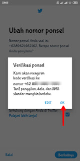 Cara mengubah nomor HP di twitter