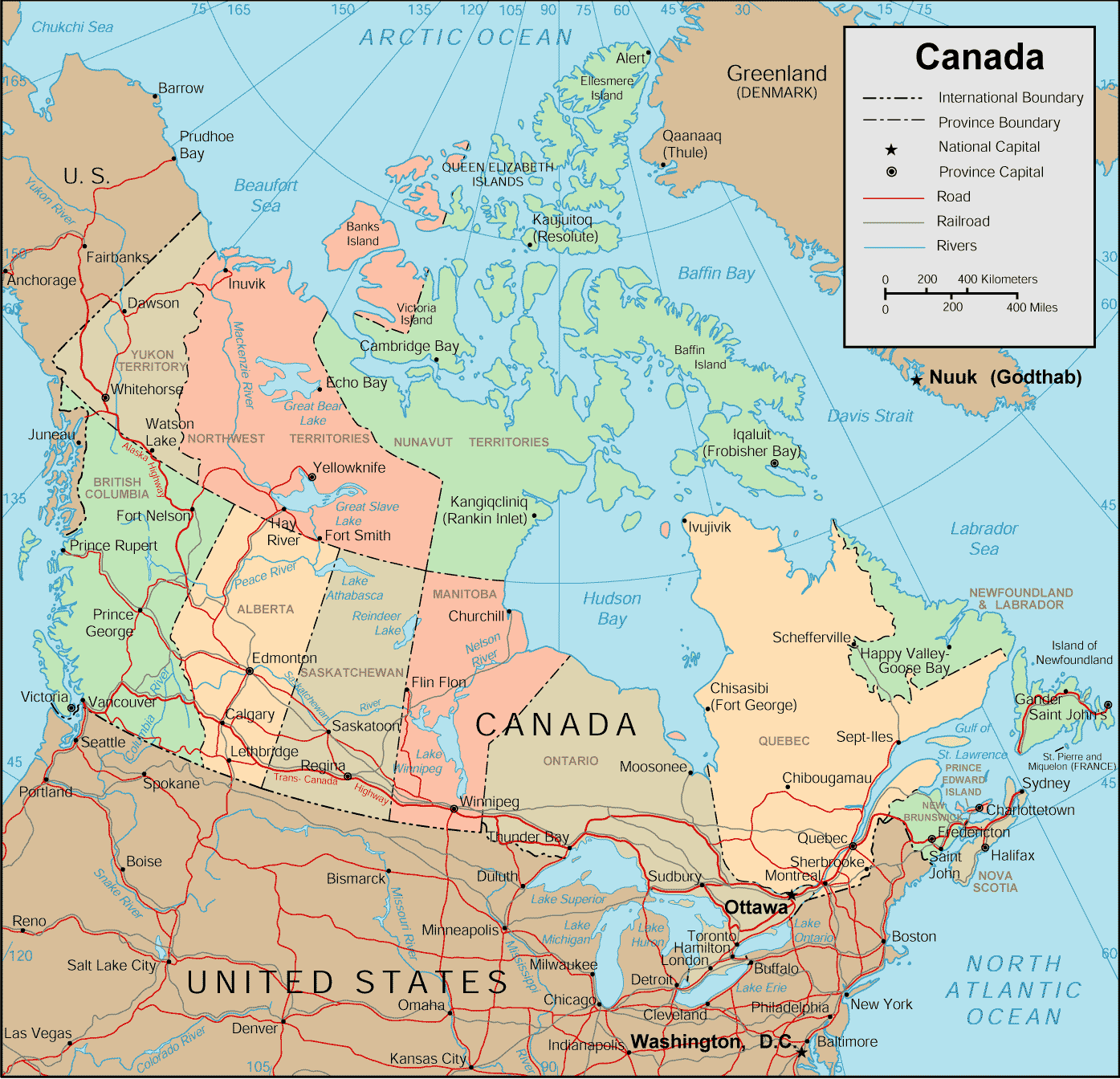 Map Of Usa And Canada