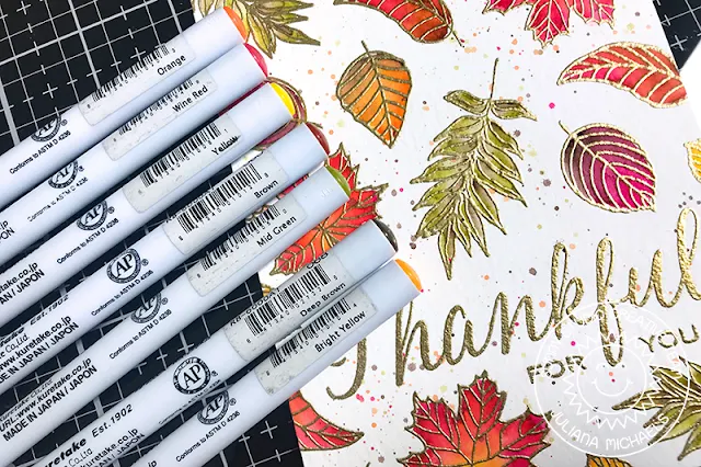 Sunny Studio Stamps: Elegant Leaves Fall Themed Thankful For You Card by Juliana Michaels