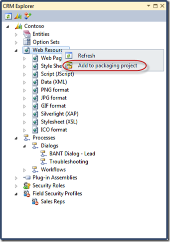 9 - Add Web Resources to CRM packaging project