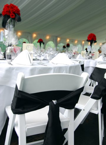 Black and White Wedding With Red Accents