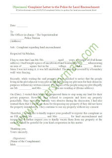 police sample complaint letter for trespassing