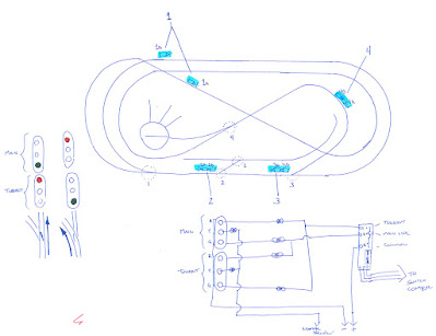 Sketch showing LED trackside signal locations and wiring