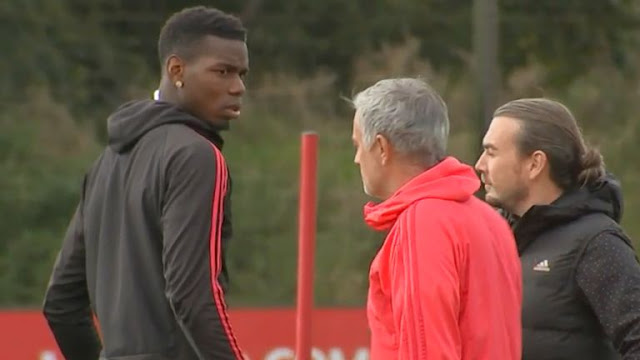 Photo Of Paul Pogba and Jose Mourinho in a training ground Bustup