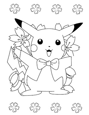 pikachu christmas colouring