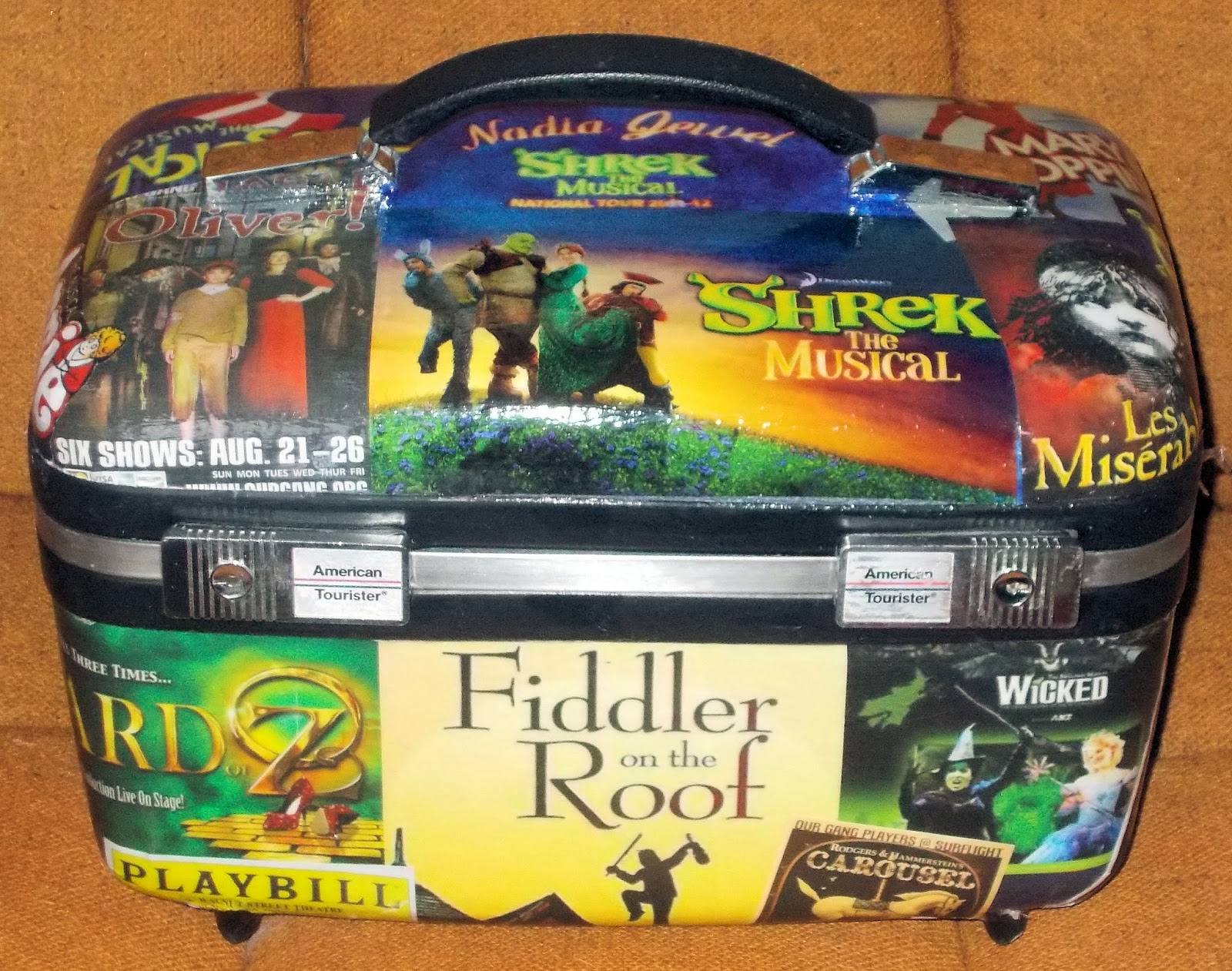 Broadway musicals theme vintage train case by Funky Stuff Gifts