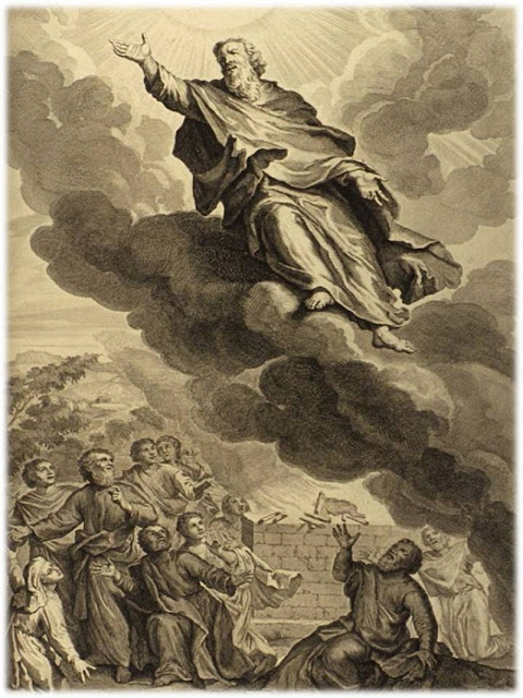 Енох возносится на небеса. Из Библии , 1728 г.