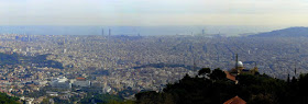 Panoramic view of Barcelona from the Tibidabo funfair