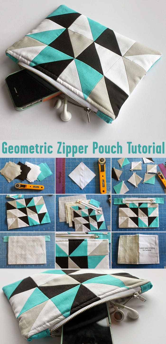 Geometric Zipper Pouch Tutorial