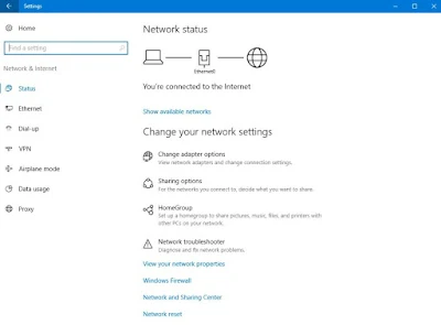 Melalui Network and Internet