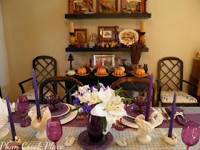 Purple and White Fall Tablescape