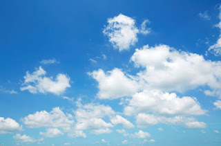Light clouds moving across a calm blue sky, metaphor for passing thoughts.