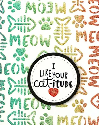 I Like Your Cat-itude Card by Larissa Heskett | Cat-itude Stamp Set, Frames Squared Die Set, Meow Stencil by Newton's Nook Designs #newtonsnook #handmade