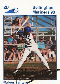 Ruben Santana 1990 Bellingham Mariners card, Santana batting