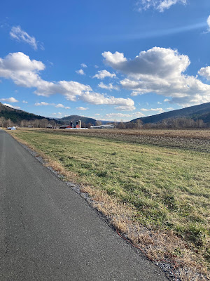 A view of the Hoosic River Valley looking southeast in Pownal Vermont shows the route through the Taconic Mountain Range taken by the British column in 1777.