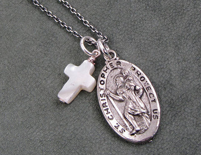 saint christopher necklaces with cross