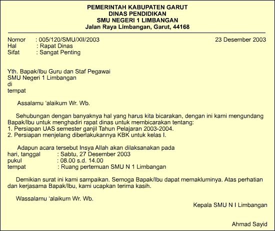 Sastra dan Bahasa Indonesia: MACAM-MACAM SURAT DINAS