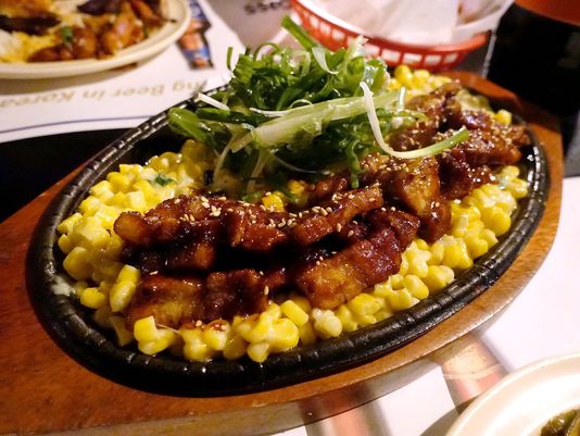 Fire pork with cheese corn at Drunken Tiger