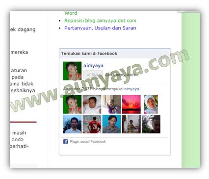  Gambar: Contoh Page Faceboook aimyaya dot com