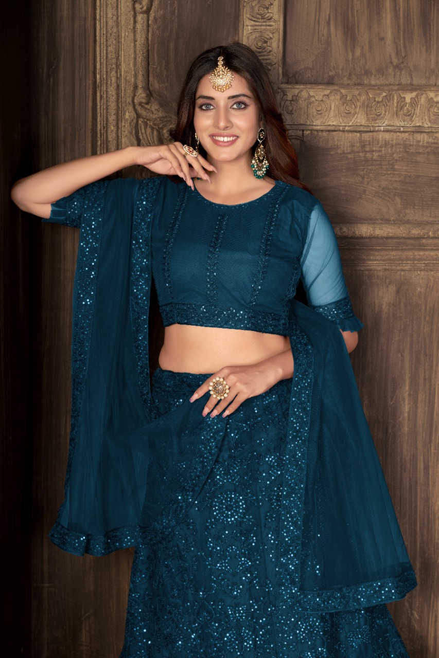 Laxmipati Georgette Blue & Rama Green Saree (5567) in Meerut at best price  by Maa Shakumbhari Sarees & Readymade Garment - Justdial