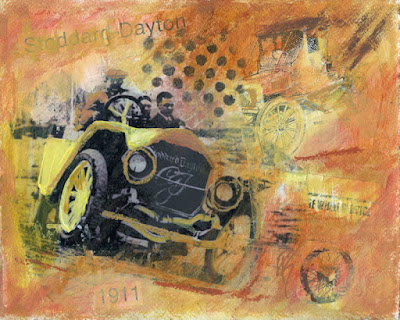 collage antique car yellow abstract vintage photo