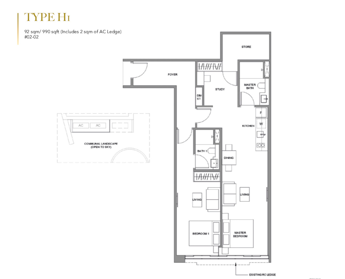 Lavender Residence 2 bedrooms floor plan