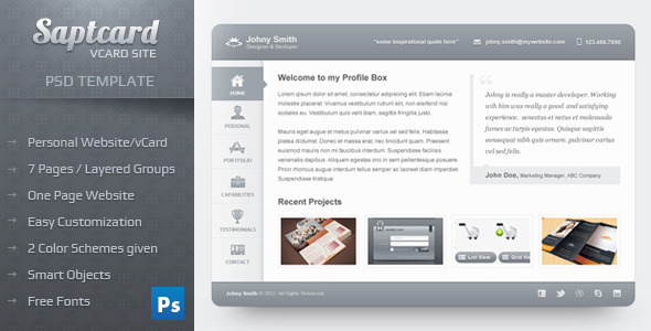Saptcard Vcard Template - Virtual Business Card Personal