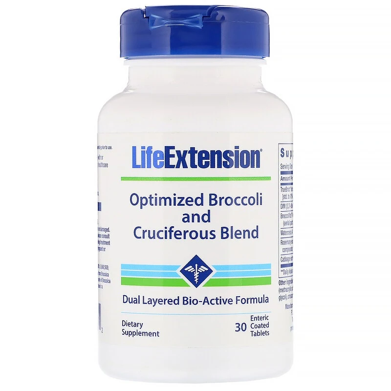 Life Extension, Оптимизированная смесь брокколи и крестоцветных, 30 таблеток, покрытых кишечнорастворимой оболочкой