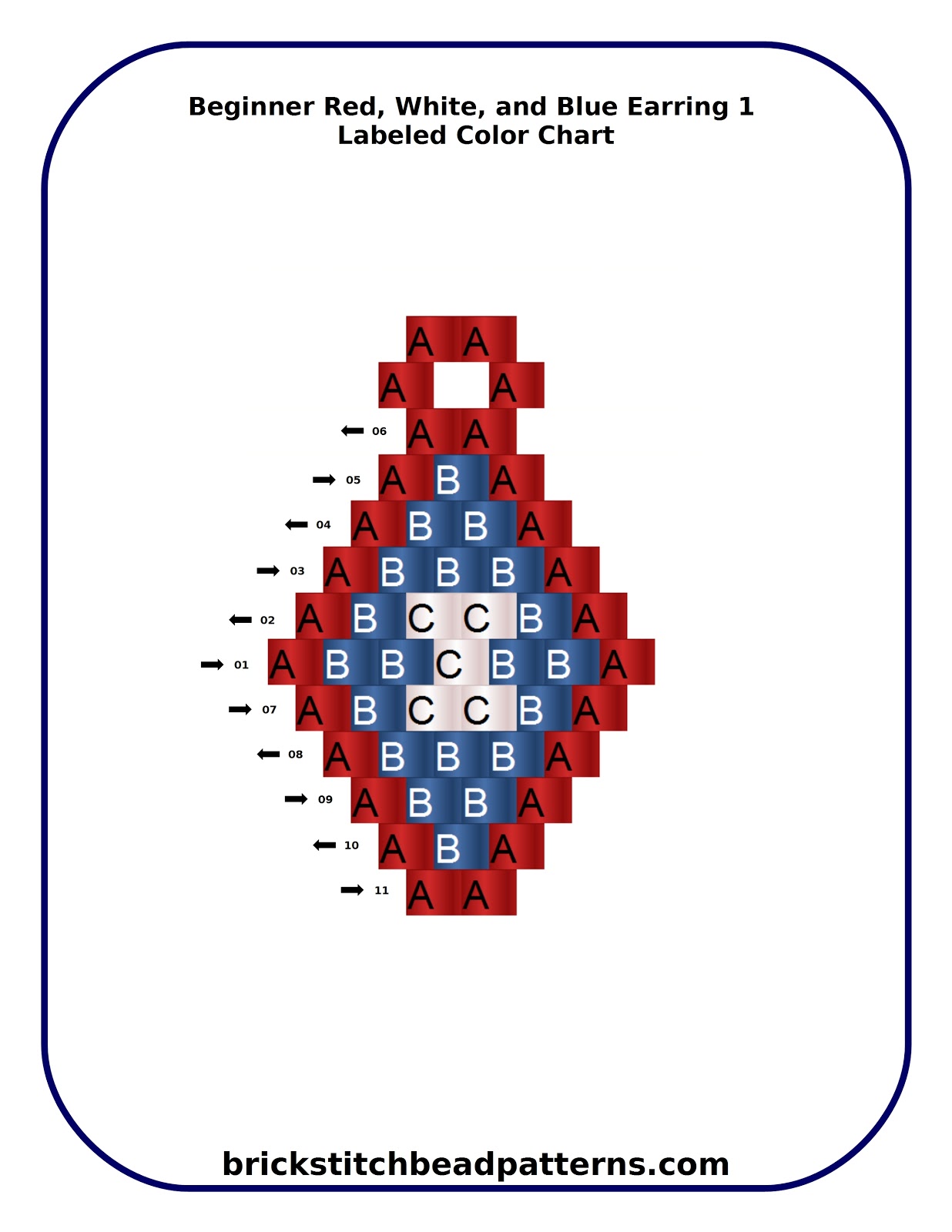 Download Brick Stitch Bead Patterns Journal: Beginner Red, White, and Blue Patriotic Earring 1 Free Brick ...