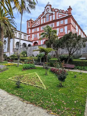 Garden and facade of Museu de Angra do Heroísmo on Terceira Island in the Azores
