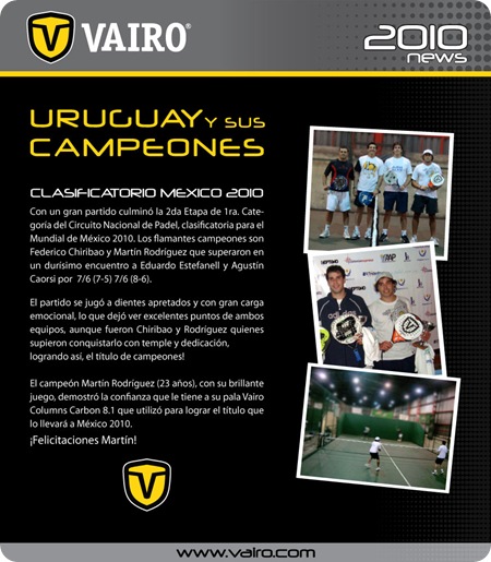 Clasficatorio URUGUAY MEXICO PADEL 2010