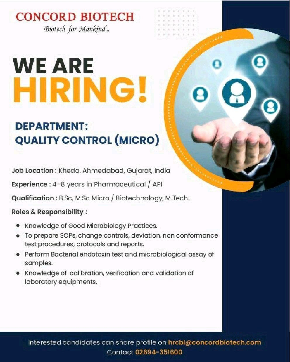 Job Availables,Concord Biotech Job Vacancy For BSc/ MSc In Micro/ Biotechnology/ M.Tech