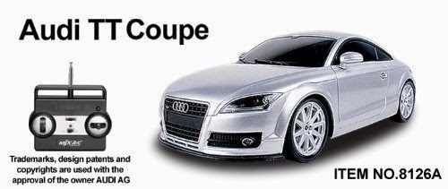 1:20 Licensed AUDI TT RC CAR - SILVER (Re-Chargeable) - READY TO RUN!! 4 Band Full Function Radio Control that can run 4 cars at the same time!!