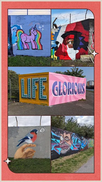 Collage of Street Art along the River Dodder in Dublin