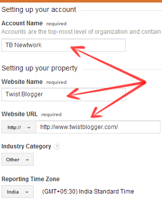 Provide Details To Setup Your Google Analytics Account