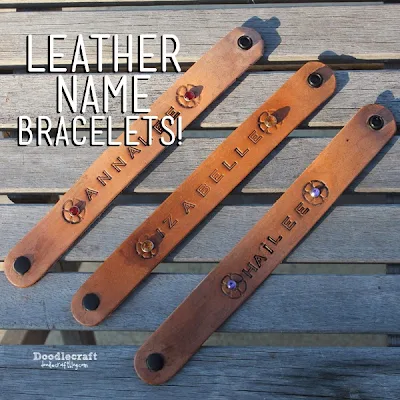 http://www.doodlecraftblog.com/2014/12/stamped-leather-name-bracelets.html