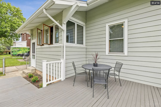 color photo of back deck and enclosed back porch, Sears Hazelton 1028 Coronado Ave Cincinnati OH