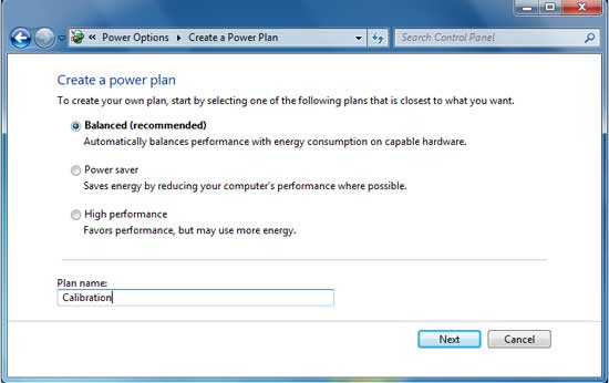 Membuat profil power options baru