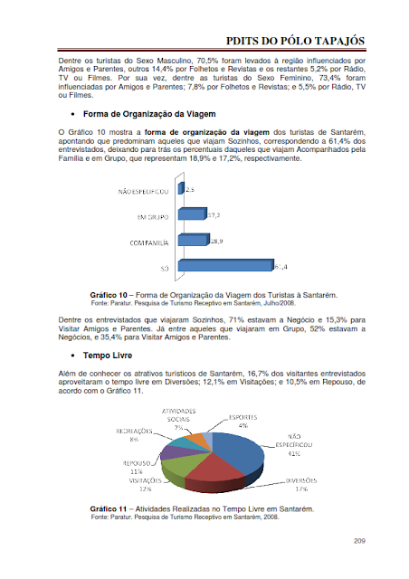 DIAGNÓSTICO DA ÁREA E DAS ATIVIDADES TURÍSTICAS DO PÓLO TAPAJÓS - NOVEMBRO 2010 - PARTE II – PARÁ – BRASIL