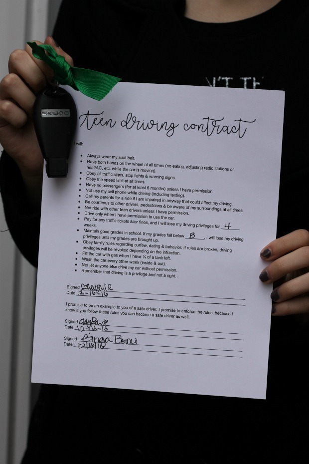 teen driving contract for teens