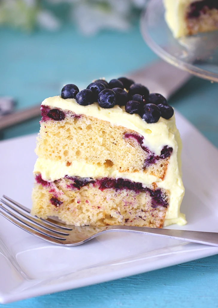 Easy Blueberry Cake with Whipped Lemon Frosting