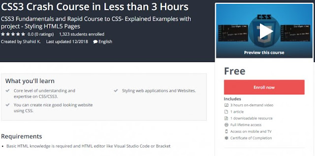 [100% Free] CSS3 Crash Course in Less than 3 Hours