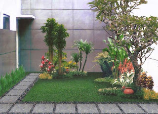 Simple garden design in front of the house