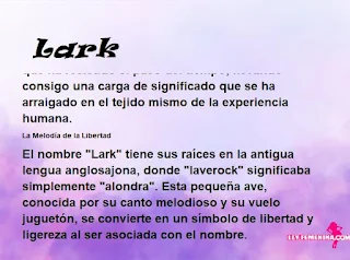 ▷ Significado del nombre Lark (✔)